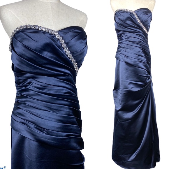 Bill Levkoff size 8 cocktail/long Prom dress blue - Picture 2 of 9